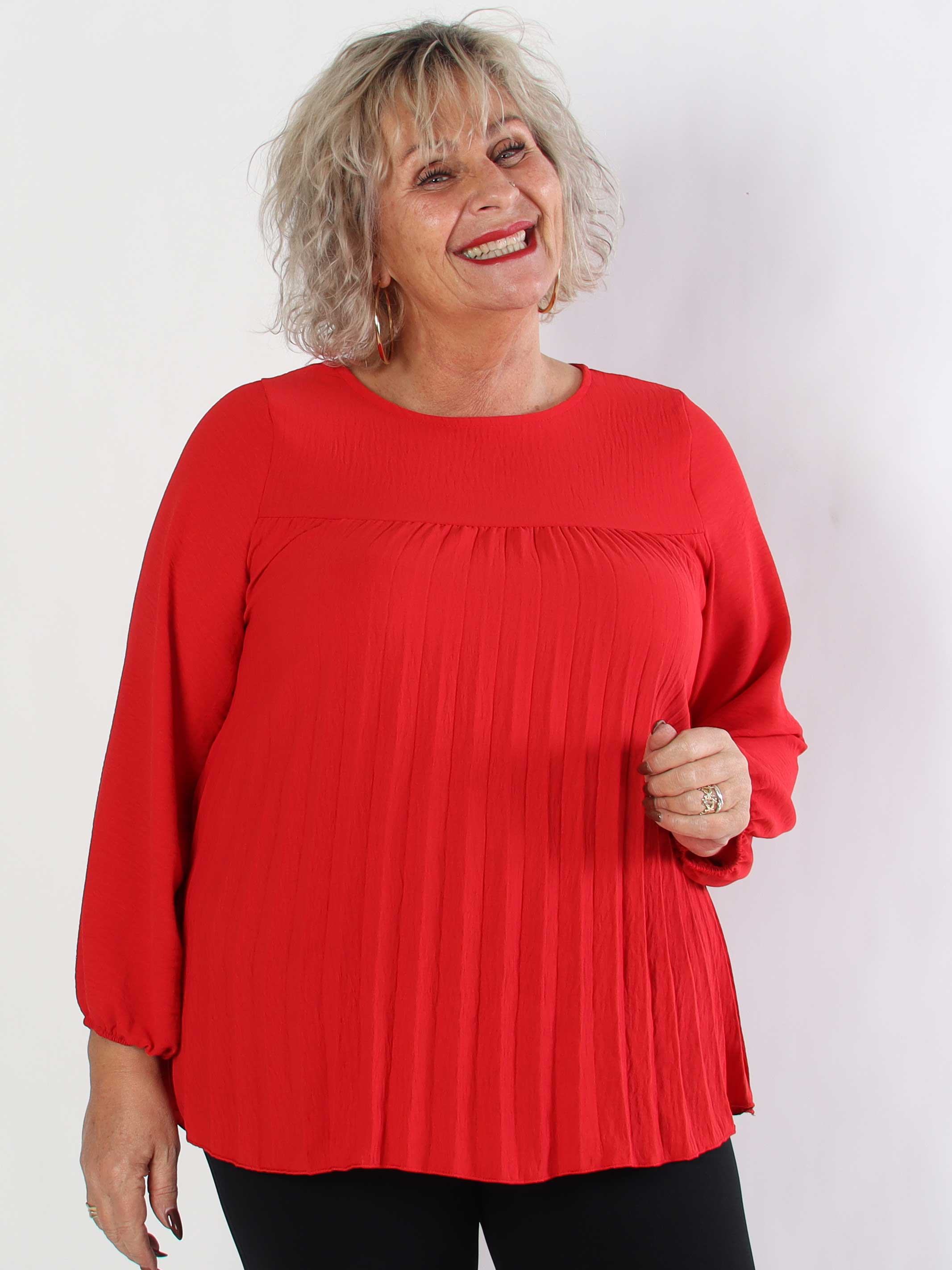 Nancy Shirt L/S - Söt plus size blus med plissering